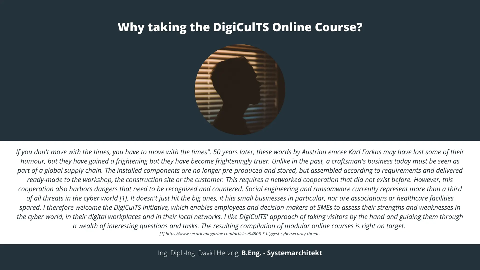Why taking the DigiCulTS Online Course(5)